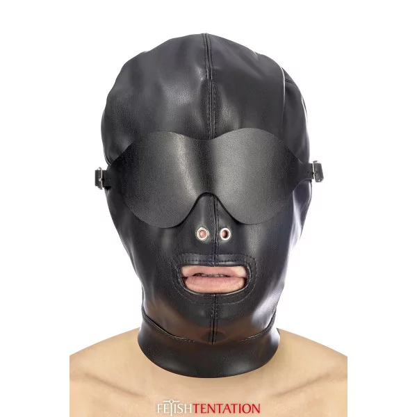 Cagoule Cuir Vegetal avec Masque Amovible - Fetish Tentation (29,90 €) | Poppers Express