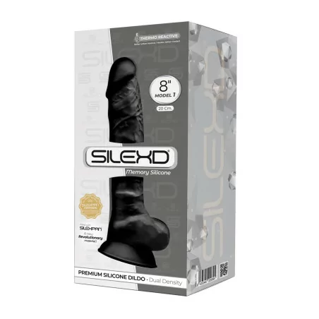 SilexD 20cm Noir : Gode Toucher Réaliste Thermo-réactif avec Testicules - SilexD (44,00 €) | Poppers Express