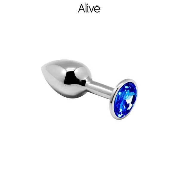 Plug anale in metallo con strass blu taglia L - Piacere anale - Alive (16,90 €) | Poppers Express