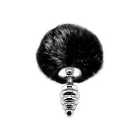 Plug Métal Annelé Premium Fluffy Noir - Taille S - Alive (13,99 €) | Poppers Express