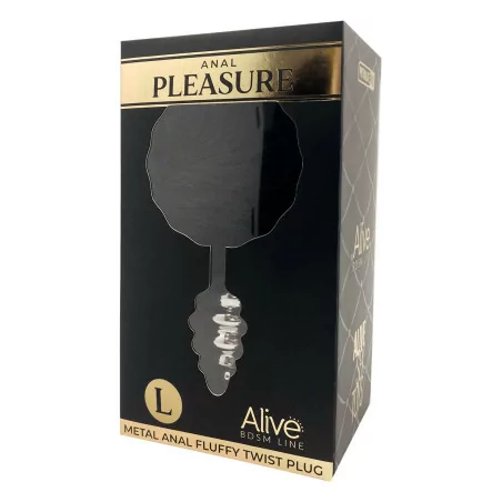 Premium Black Fluffy Ribbed Metal Plug - Size L - Alive (19,99 €) | Poppers Express