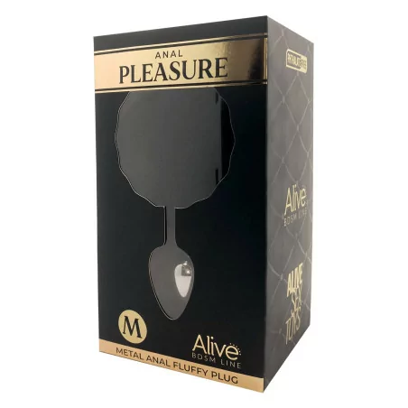 Plug Métal Premium Fluffy Noir - Taille M - Alive (16,99 €) | Poppers Express