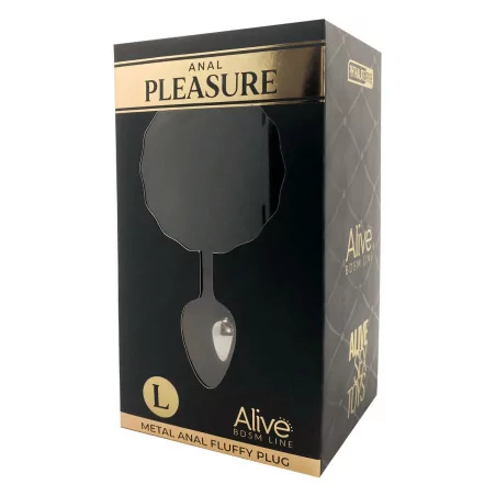 Plug Métal Premium Fluffy Noir - Taille L - Alive (19,99 €) | Poppers Express