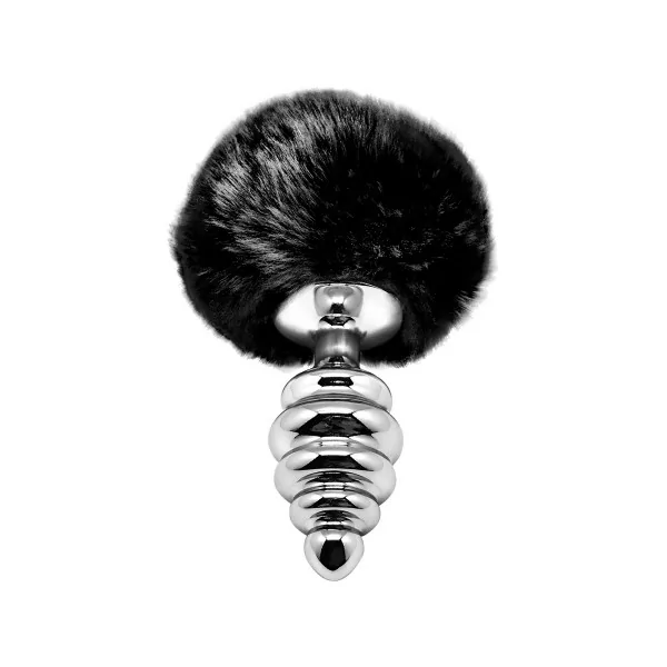 Plug Métal Annelé Premium Fluffy Noir - Taille M - Alive (16,99 €) | Poppers Express