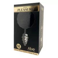 Plug Métal Annelé Premium Fluffy Noir - Taille M - Alive (16,99 €) | Poppers Express