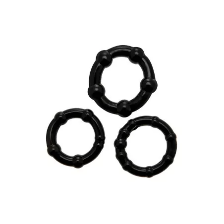 Set 3 Cockrings Extensibles Noir Babooom - Wooomy (5,90 €) | Poppers Express