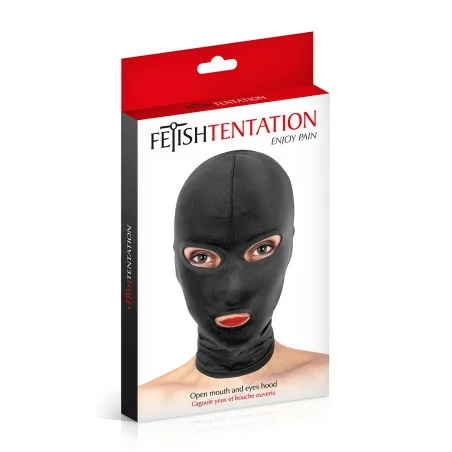 Dehnbare BDSM-Kapuze mit 3 Öffnungen für Augen und Mund - Fetish Tentation (8,90 €) | Poppers Express